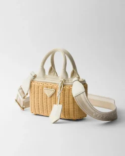 Mujer Prada PRADA SUMMER BAGS|MINIBOLSOS^Minibolso Tote De Mezcla De Lino En Tejido Trenzado