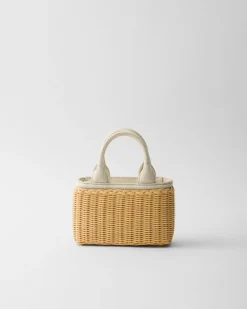 Mujer Prada PRADA SUMMER BAGS|MINIBOLSOS^Minibolso Tote De Mezcla De Lino En Tejido Trenzado