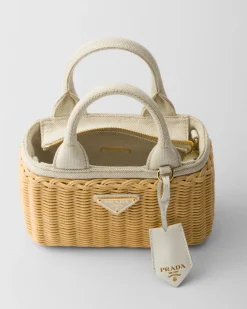 Mujer Prada PRADA SUMMER BAGS|MINIBOLSOS^Minibolso Tote De Mezcla De Lino En Tejido Trenzado