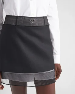 Mujer Prada FALDAS^Minifalda De Tejido Jaspeado Con Miriñaque
