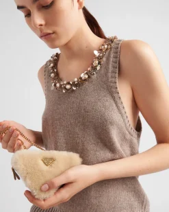 Mujer Prada MINIBOLSOS|MINIBOLSOS^Minipouch Triangular De Borreguillo Y Piel Saffiano