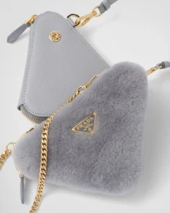 Mujer Prada MINIBOLSOS|MINIBOLSOS^Minipouch Triangular De Borreguillo Y Piel Saffiano