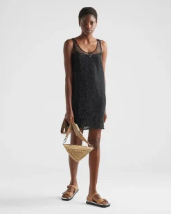 Mujer Prada VESTIDOS^Minivestido De Malla Bordado Con Pedrería