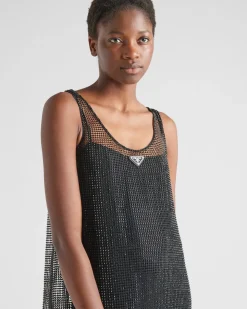 Mujer Prada VESTIDOS^Minivestido De Malla Bordado Con Pedrería