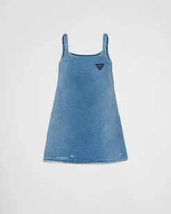 Mujer Prada TEJIDO VAQUERO^Minivestido De Tejido Vaquero Orgánico