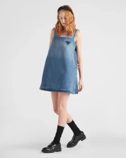 Mujer Prada TEJIDO VAQUERO^Minivestido De Tejido Vaquero Orgánico