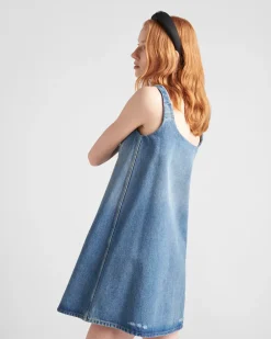 Mujer Prada TEJIDO VAQUERO^Minivestido De Tejido Vaquero Orgánico