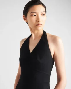 Mujer Prada VESTIDOS^Minivestido Halter De Tejido Doble De Cachemir
