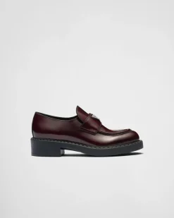 Mujer Prada MOCASINES^Mocasines Chocolate De Piel Cepillada