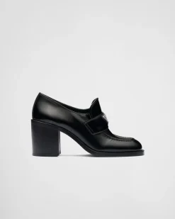 Mujer Prada MOCASINES^Mocasines De Tacón De Piel Cepillada