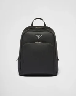 Hombre Prada MOCHILAS Y RIÑONERAS^Mochila De Piel Saffiano
