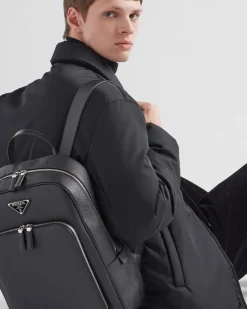 Hombre Prada MOCHILAS Y RIÑONERAS^Mochila De Piel Saffiano
