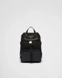 Hombre Prada MOCHILAS Y RIÑONERAS^Mochila De Re-nylon Y Piel Cepillada