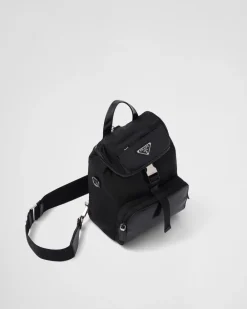 Hombre Prada MOCHILAS Y RIÑONERAS^Mochila De Re-nylon Y Piel Cepillada