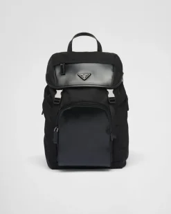 Hombre Prada MOCHILAS Y RIÑONERAS^Mochila De Re-nylon Y Piel Cepillada