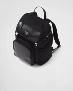 Hombre Prada MOCHILAS Y RIÑONERAS^Mochila De Re-nylon Y Piel Cepillada