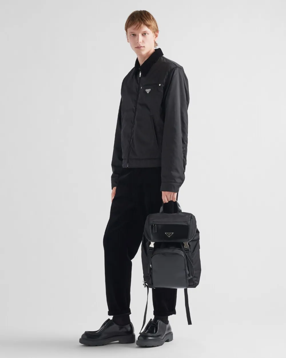 Hombre Prada MOCHILAS Y RIÑONERAS^Mochila De Re-nylon Y Piel Cepillada