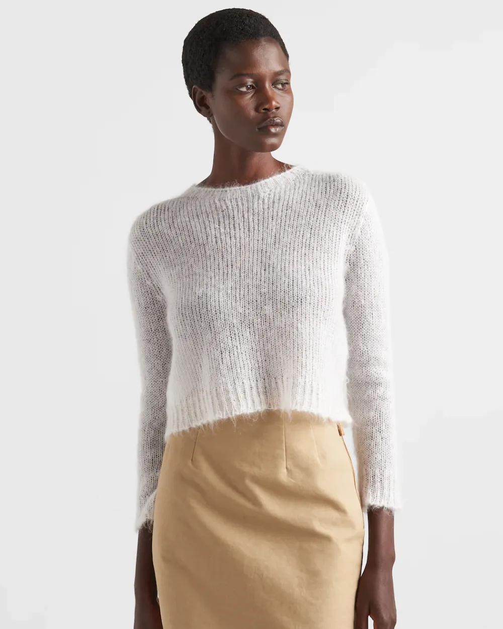 Mujer Prada TEJIDOS DE PUNTO^Mohair Crew-neck Sweater