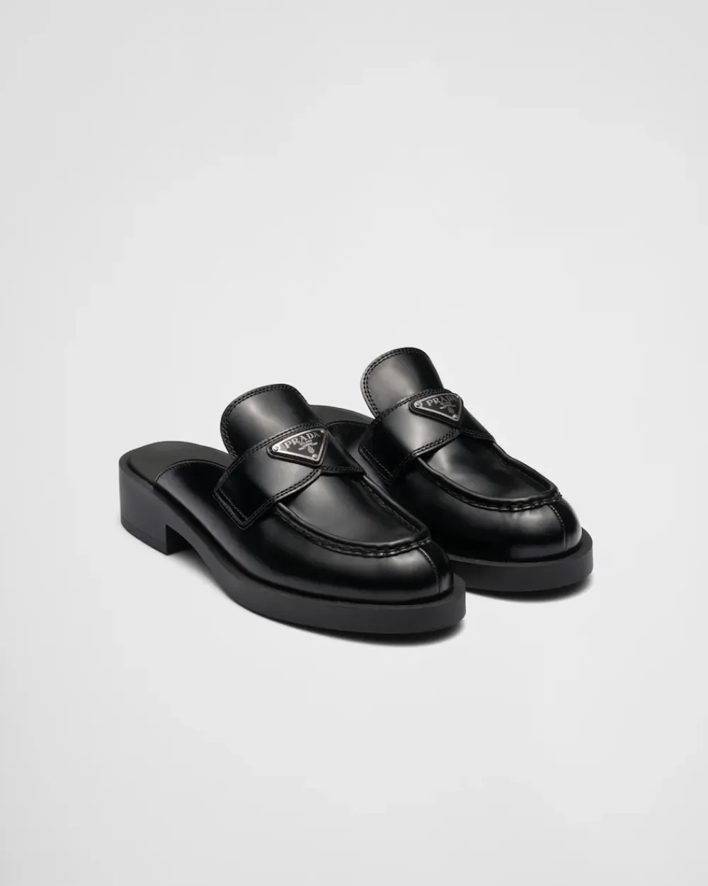 Mujer Prada MOCASINES^Mules Chocolate De Piel Cepillada