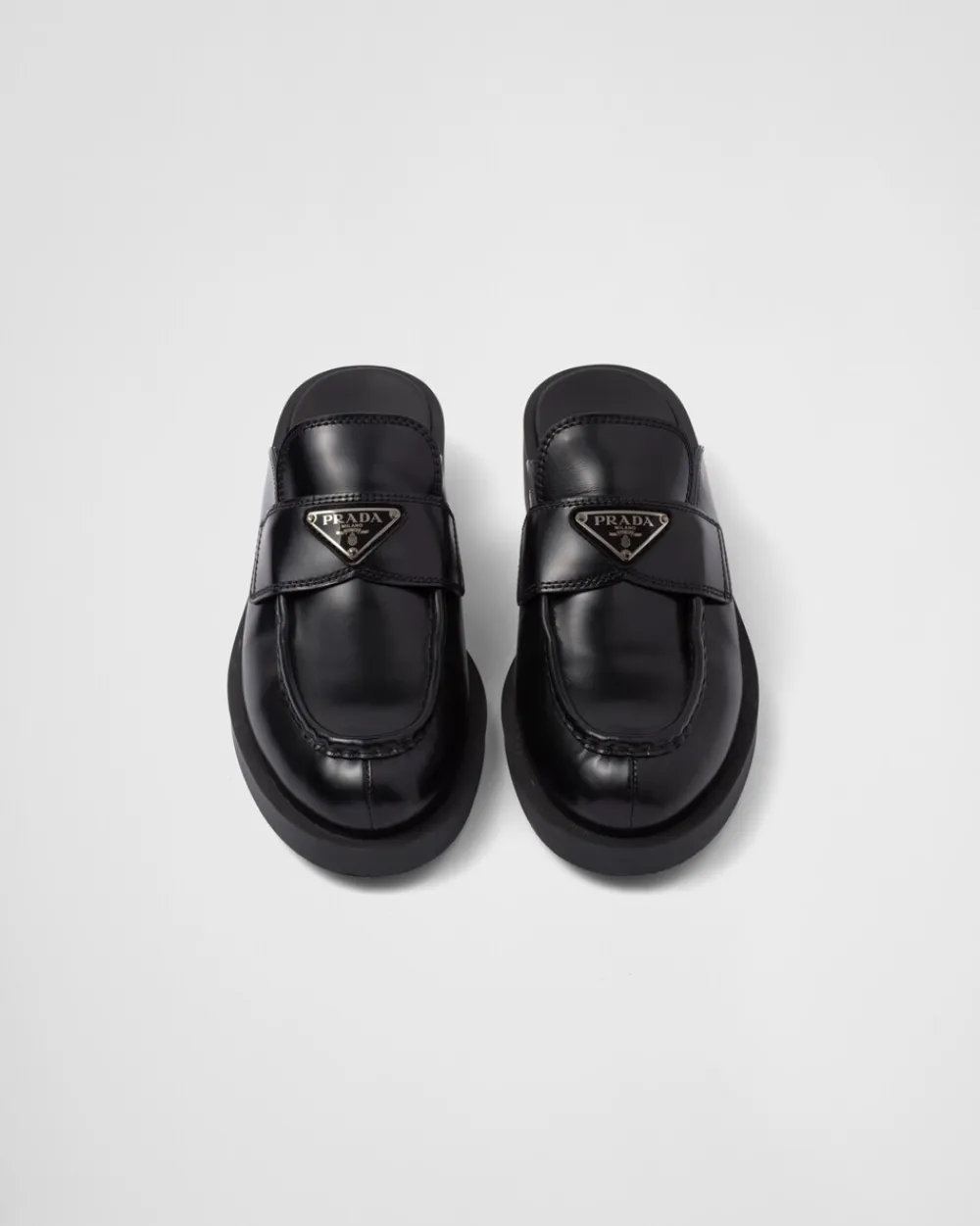Mujer Prada MOCASINES^Mules Chocolate De Piel Cepillada
