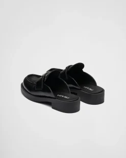 Mujer Prada MOCASINES^Mules Chocolate De Piel Cepillada