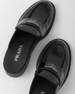 Mujer Prada MOCASINES^Mules Chocolate De Piel Cepillada