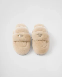 Mujer Prada PANTUFLAS Y CHINELAS^Mules De Borreguillo