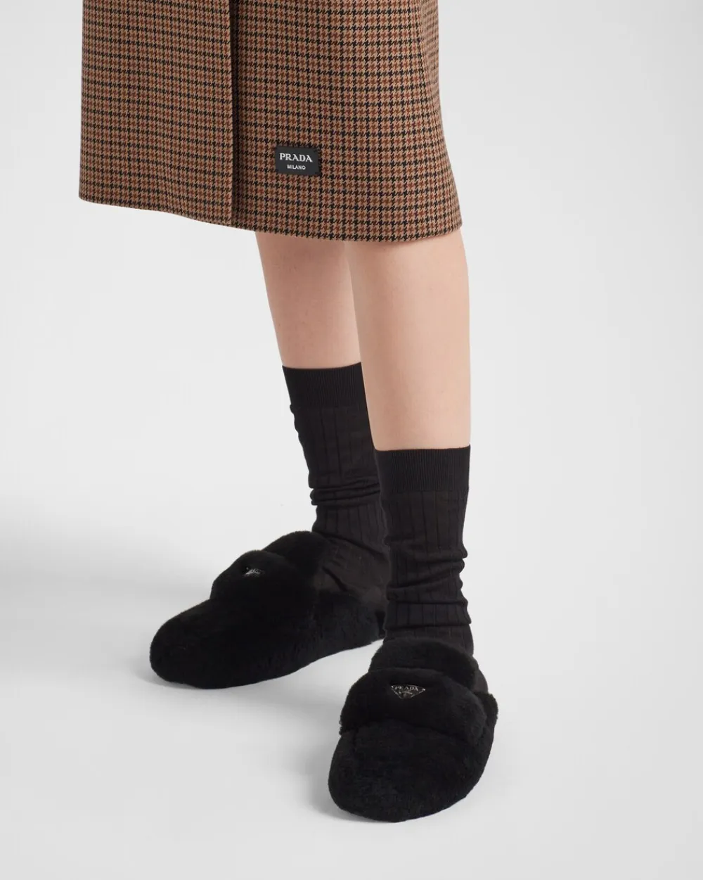 Mujer Prada PANTUFLAS Y CHINELAS^Mules De Borreguillo