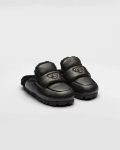 Mujer Prada PANTUFLAS Y CHINELAS^Mules De Napa Suave Acolchada