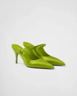 Mujer Prada PANTUFLAS Y CHINELAS^Mules De Tacón De Satén