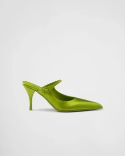 Mujer Prada PANTUFLAS Y CHINELAS^Mules De Tacón De Satén