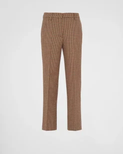 Mujer Prada PANTALONES LARGOS Y CORTOS^Pantalones A Cuadros Pata De Gallo