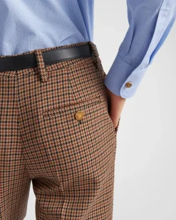 Mujer Prada PANTALONES LARGOS Y CORTOS^Pantalones A Cuadros Pata De Gallo