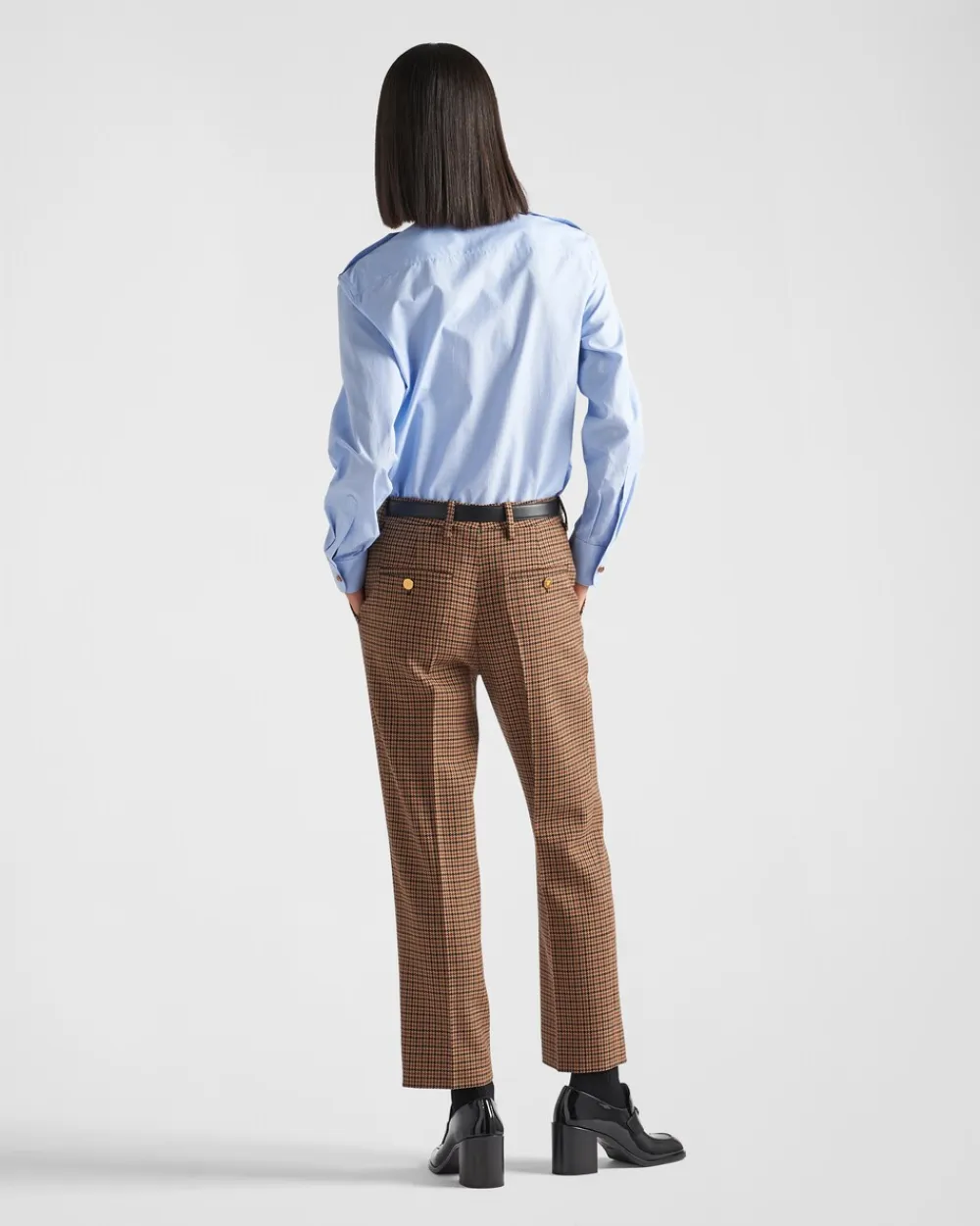 Mujer Prada PANTALONES LARGOS Y CORTOS^Pantalones A Cuadros Pata De Gallo