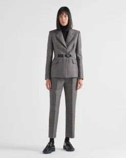 Mujer Prada PANTALONES LARGOS Y CORTOS^Pantalones A Cuadros Príncipe De Gales