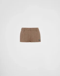 Mujer Prada PANTALONES LARGOS Y CORTOS^Pantalones Cortos Con Motivo De Pata De Gallo
