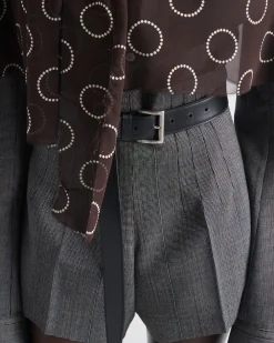 Mujer Prada PANTALONES LARGOS Y CORTOS^Pantalones Cortos De Lana Con Raya Diplomática