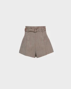 Mujer Prada PANTALONES LARGOS Y CORTOS^Pantalones Cortos De Lana Con Raya Diplomática
