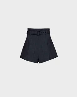 Mujer Prada PANTALONES LARGOS Y CORTOS^Pantalones Cortos De Lana Con Raya Diplomática