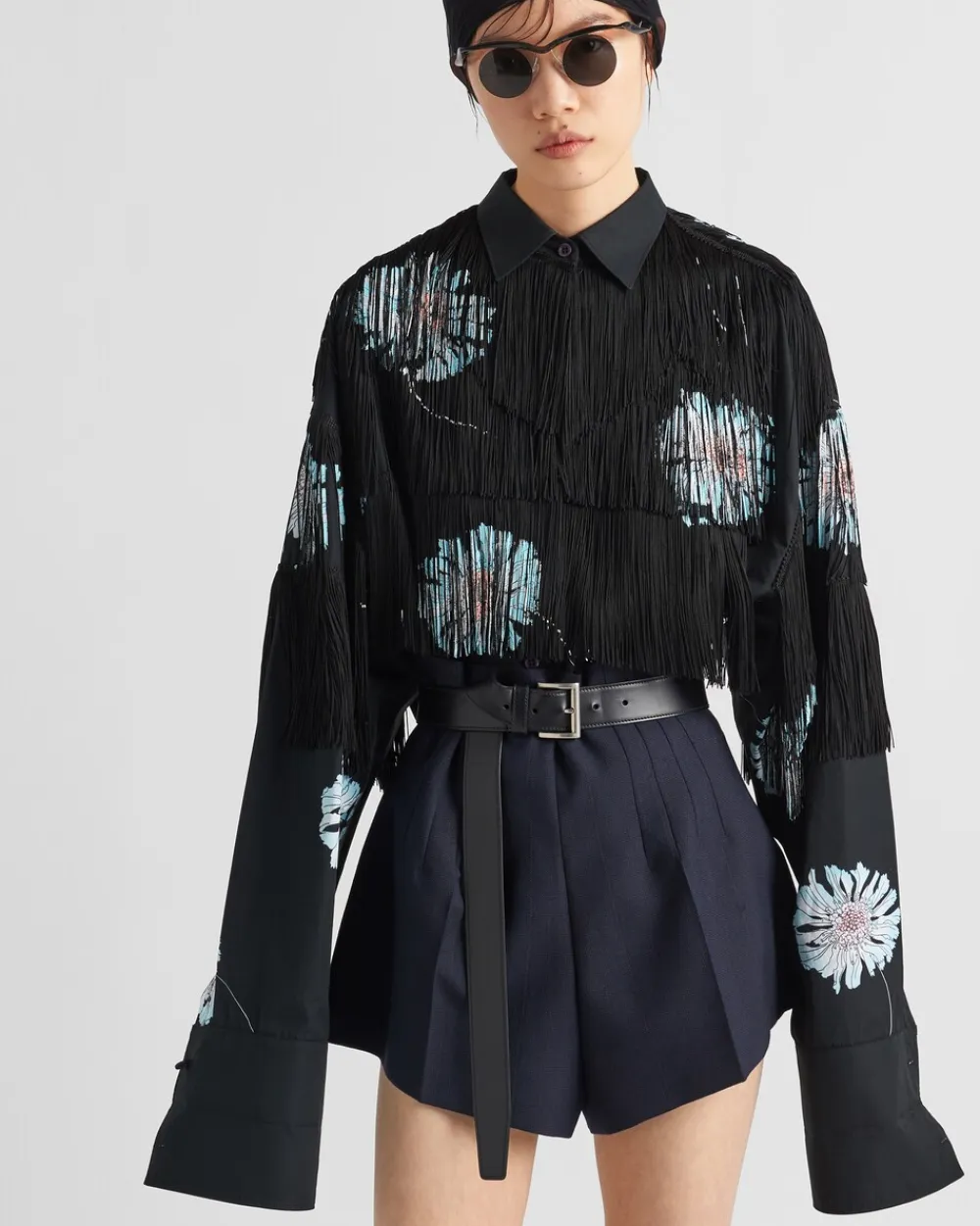 Mujer Prada PANTALONES LARGOS Y CORTOS^Pantalones Cortos De Lana Con Raya Diplomática