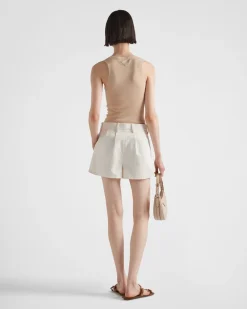 Mujer Prada PANTALONES LARGOS Y CORTOS^Pantalones Cortos De Lona