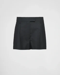 Mujer Prada PANTALONES LARGOS Y CORTOS^Pantalones Cortos De Mohair Ligero