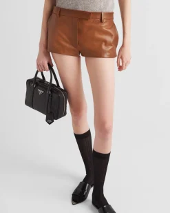 Mujer Prada ROPA DE PIEL^Pantalones Cortos De Napa