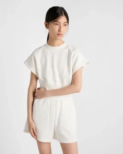 Mujer Prada CAMISETAS Y SUDADERAS^Pantalones Cortos En Felpa De Algodón