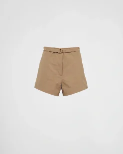 Mujer Prada PANTALONES LARGOS Y CORTOS^Pantalones Cortos En Panamá De Algodón Y Lino