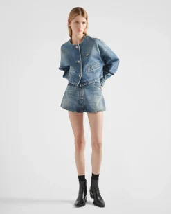 Mujer Prada TEJIDO VAQUERO^Pantalones Cortos Vaqueros