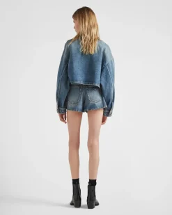 Mujer Prada TEJIDO VAQUERO^Pantalones Cortos Vaqueros