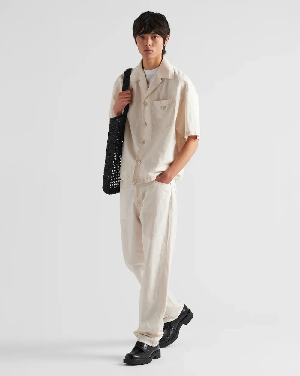 Hombre Prada TEJIDO VAQUERO^Pantalones De Chambray Con Cinco Bolsillos