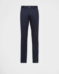 Hombre Prada TEJIDO VAQUERO^Pantalones De Dril Elástico Con 5 Bolsillos