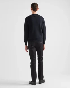 Hombre Prada TEJIDO VAQUERO^Pantalones De Dril Elástico Con 5 Bolsillos